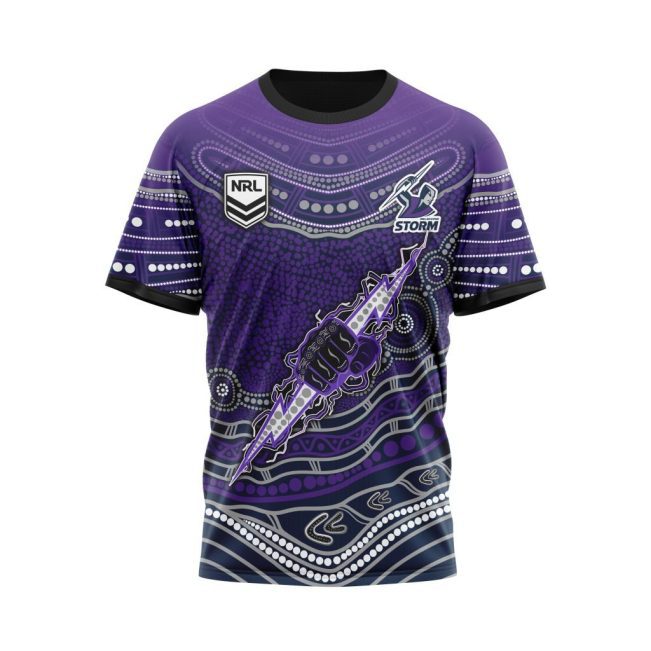 NRL Melbourne Storm Custom Name Number Indigenous Mascot T-Shirt