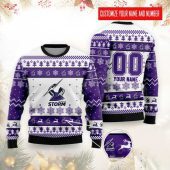 NRL Melbourne Storm Custom Name Number Logo Ugly Christmas Sweater