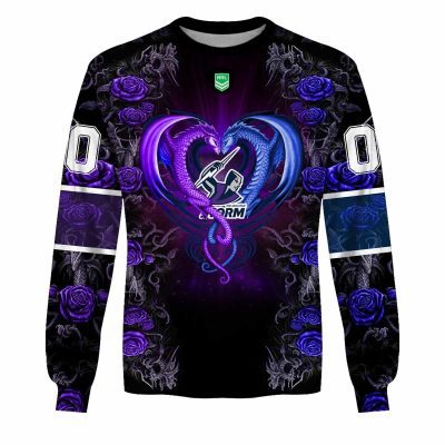 NRL Melbourne Storm Custom Name Number Rose Dragon Sweatshirt