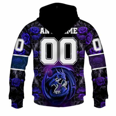 NRL Melbourne Storm Custom Name Number Rose Dragon Zip Up Hoodie