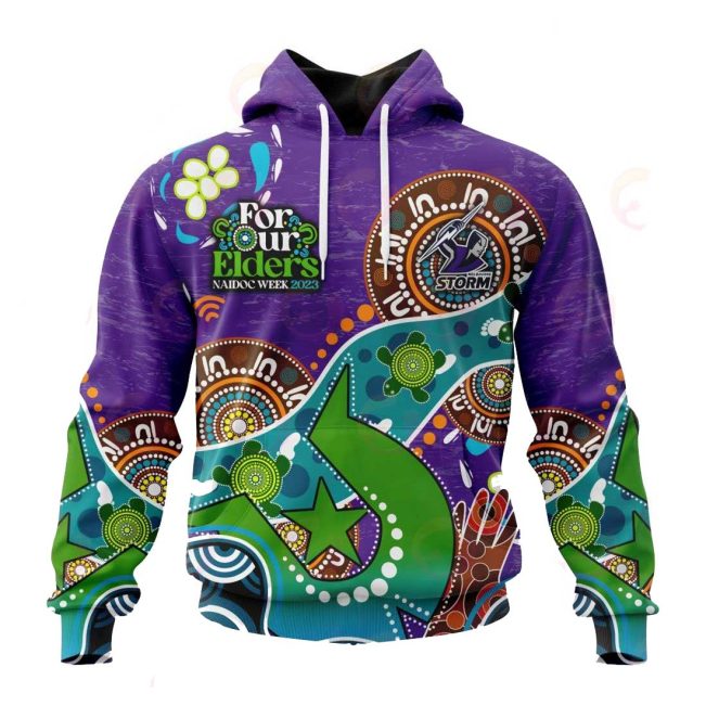 NRL Melbourne Storm Custom Name Number Special Design NAIDOC Pullover Hoodie