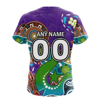 NRL Melbourne Storm Custom Name Number Special Design NAIDOC T-Shirt
