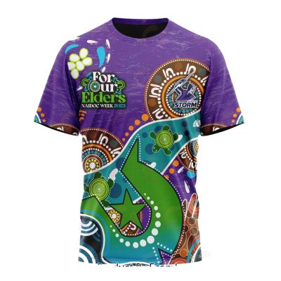 NRL Melbourne Storm Custom Name Number Special Design NAIDOC T-Shirt