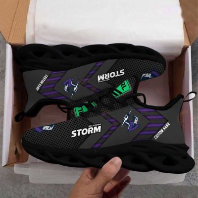 NRL Melbourne Storm Custom Name Purple Logo Max Soul Shoes
