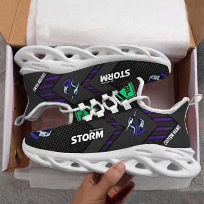 NRL Melbourne Storm Custom Name Purple Logo Max Soul Shoes