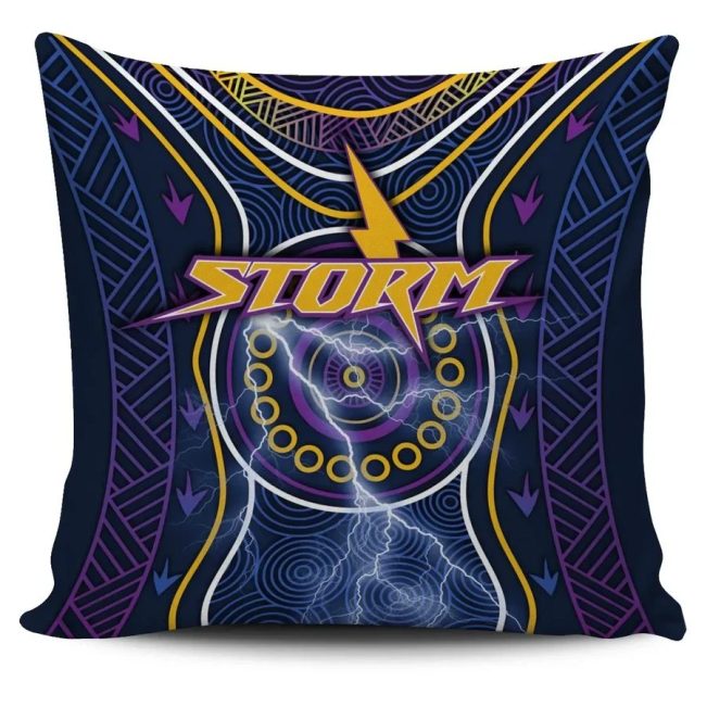 NRL Melbourne Storm Lightning Indigenous Square Pillow Case