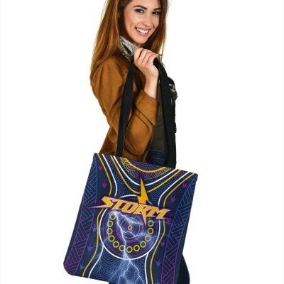 NRL Melbourne Storm Lightning Indigenous Tote Bag