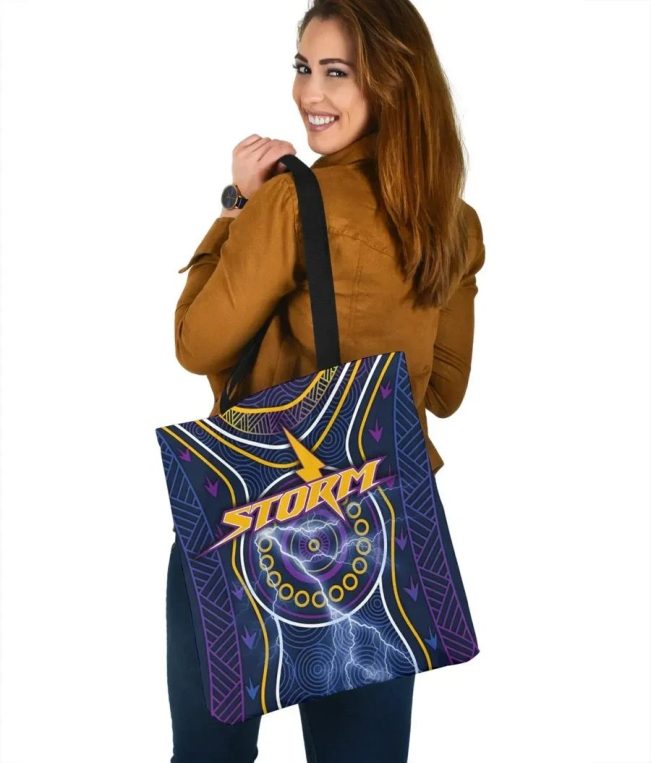 NRL Melbourne Storm Lightning Indigenous Tote Bag