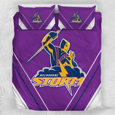 NRL Melbourne Storm Purple White Stripes Logo 1998 - 2018  Bedding Set