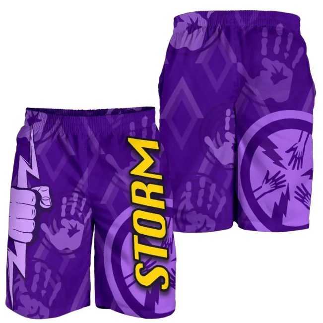 NRL Melbourne Storm Simple Indigenous Men Beach Shorts V1