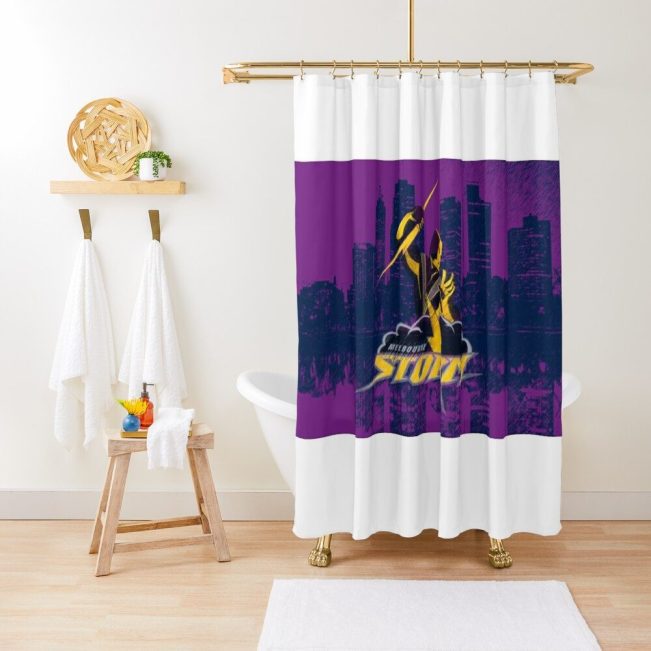 NRL Melbourne Storm White Purple Shower Curtain