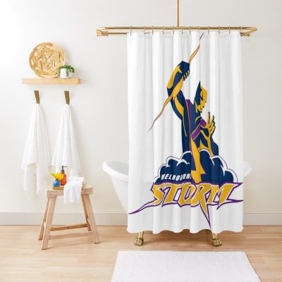 NRL Melbourne Storm White Shower Curtain