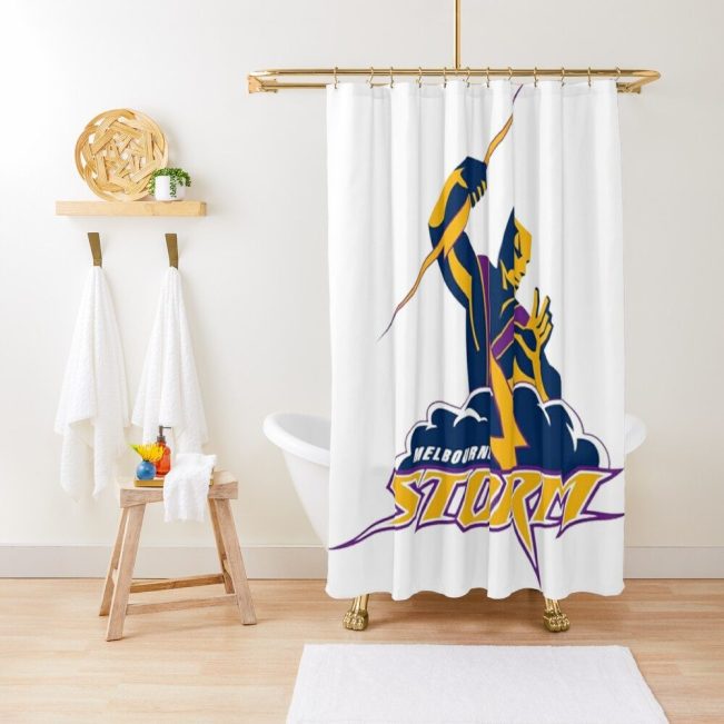 NRL Melbourne Storm White Shower Curtain
