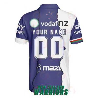 NRL New Zealand Warriors Custom Name Number 2023 Mix Jersey Polo Shirt