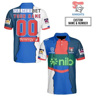 NRL Newcastle Knights Custom Name Number 2023 Mix Jersey Polo Shirt
