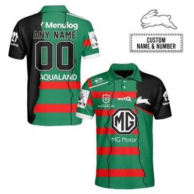 NRL South Sydney Rabbitohs Custom Name Number 2023 Mix Jersey Polo Shirt