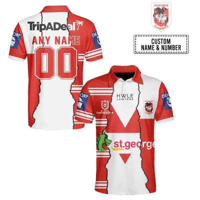 NRL St. George Illawarra Dragons Custom Name Number 2023 Mix Jersey Polo Shirt