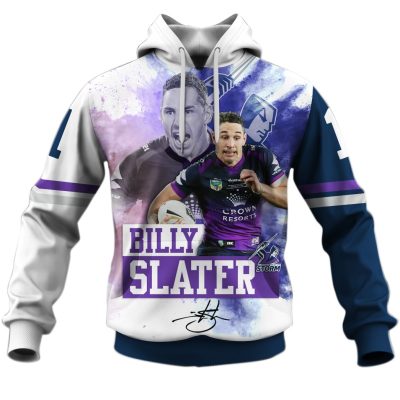 NRL Melbourne Storm Billy Slater No 1 Pullover Hoodie V3