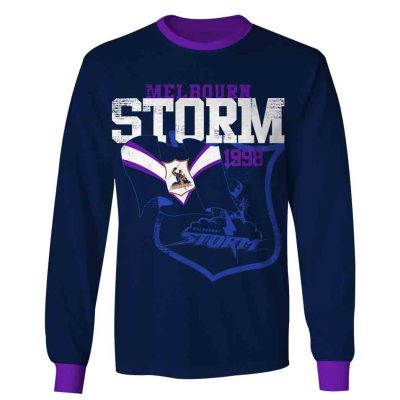 NRL Melbourne Storm Custom Name Number Flag Retro 1998 Jersey Sweatshirt
