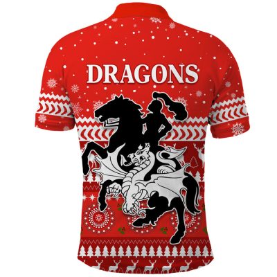 NRL St. George Illawarra Dragons Christmas - Red Polo Shirt