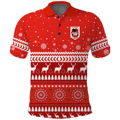 NRL St. George Illawarra Dragons Christmas - Red Polo Shirt