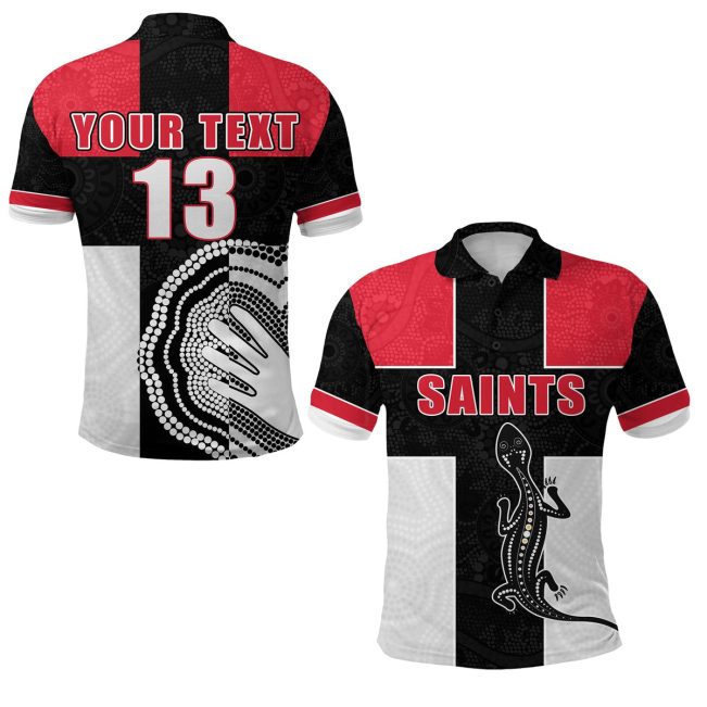 AFL St Kilda Saints Custom Name Number Indigenous Polo Shirt