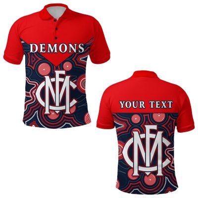 AFL Melbourne Demons Custom Text Indigenous Polo Shirt