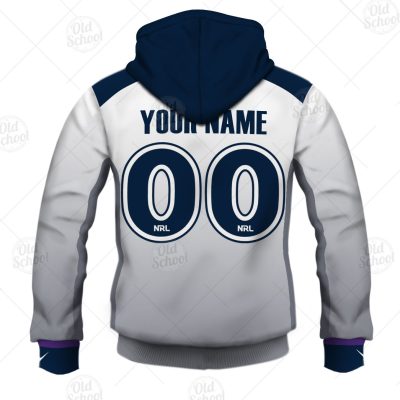 NRL Melbourne Storm Custom Name Number 2021 Away Jersey Zip Up Hoodie