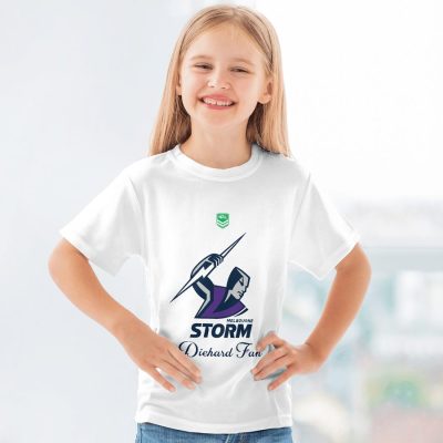 NRL Melbourne Storm Custom Name Number Diehard Fan Kids T-Shirt