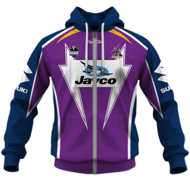 NRL Melbourne Storm Custom Name Number Vintage Home Jersey Zip Up Hoodie