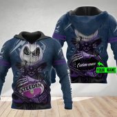 NRL Melbourne Storm Custom Name Halloween Jack Skellington Pullover Hoodie