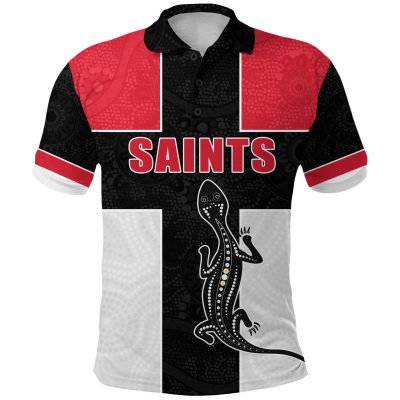AFL St Kilda Saints Custom Name Number Indigenous Polo Shirt