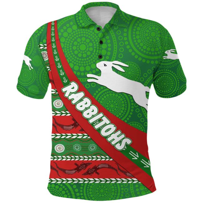 NRL South Sydney Rabbitohs Victorian Vibes Aboriginal Patterns Polo Shirt