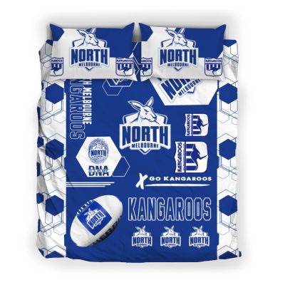 AFL North Melbourne Kangaroos Blue White Hexagon  Bedding Set
