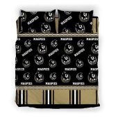 AFL Collingwood Magpies Black Taupe Multilogo  Bedding Set