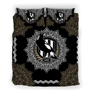 AFL Collingwood Magpies Black Taupe Polynesian  Bedding Set