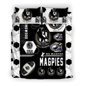 AFL Collingwood Magpies Black White Hexagon  Bedding Set