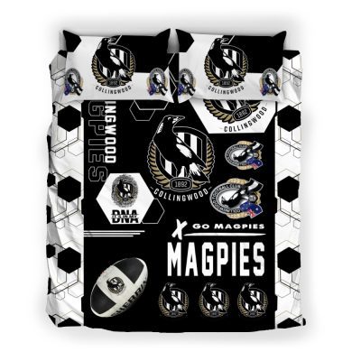 AFL Collingwood Magpies Black White Hexagon  Bedding Set