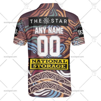 NRL Brisbane Broncos Custom Name Number 2023 Indigenous Jersey Polo Shirt