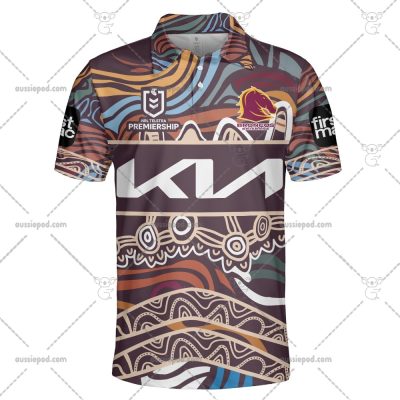 NRL Brisbane Broncos Custom Name Number 2023 Indigenous Jersey Polo Shirt