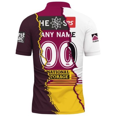 NRL Brisbane Broncos Custom Name Number 2023 Mix Jersey Polo Shirt V2