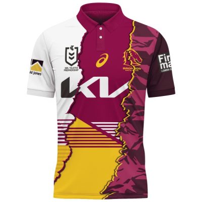 NRL Brisbane Broncos Custom Name Number 2023 Mix Jersey Polo Shirt V2