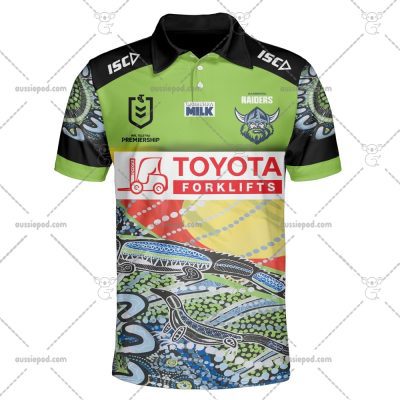 NRL Canberra Raiders Custom Name Number 2023 Indigenous Jersey Polo Shirt