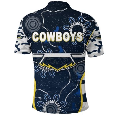 NRL North Queensland Cowboys Custom Text ANZAC Day Camouflage Indigenous Polo Shirt