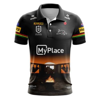 NRL Penrith Panthers Custom Name Number ANZAC 2025 Jersey Polo Shirt