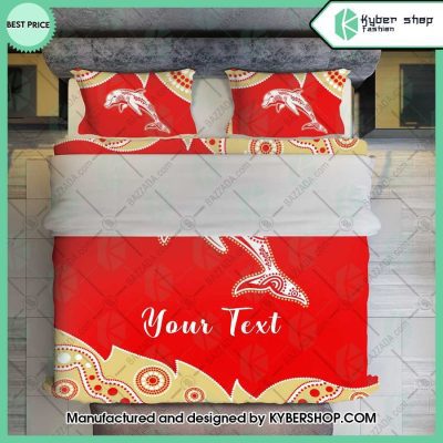 NRL Dolphins Custom Text Indigenous  Bedding Set