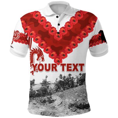 NRL St. George Illawarra Dragons Custom Text ANZAC Day Simple Style Polo Shirt