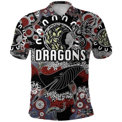 NRL St. George Illawarra Dragons Indigenous - Black Polo Shirt