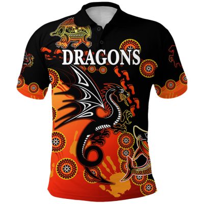 NRL St. George Illawarra Dragons Simple Indigenous - Red Polo Shirt