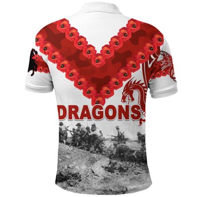 NRL St. George Illawarra Dragons Custom Text ANZAC Day Simple Style Polo Shirt